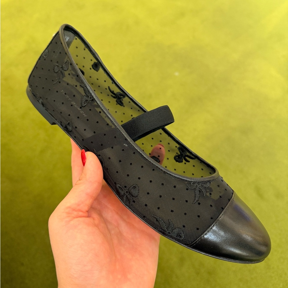 $325 Tory Burch Chelsea Mary Jane Ballet Black Mesh / Leather - Picture 8 of 8